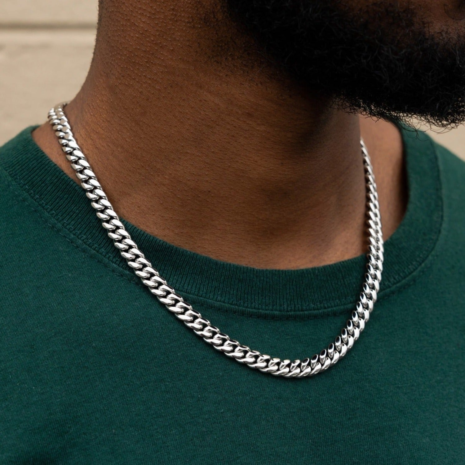 Miami Cuban Link Chain- 8mm, Size 24, 14K White - The GLD Shop