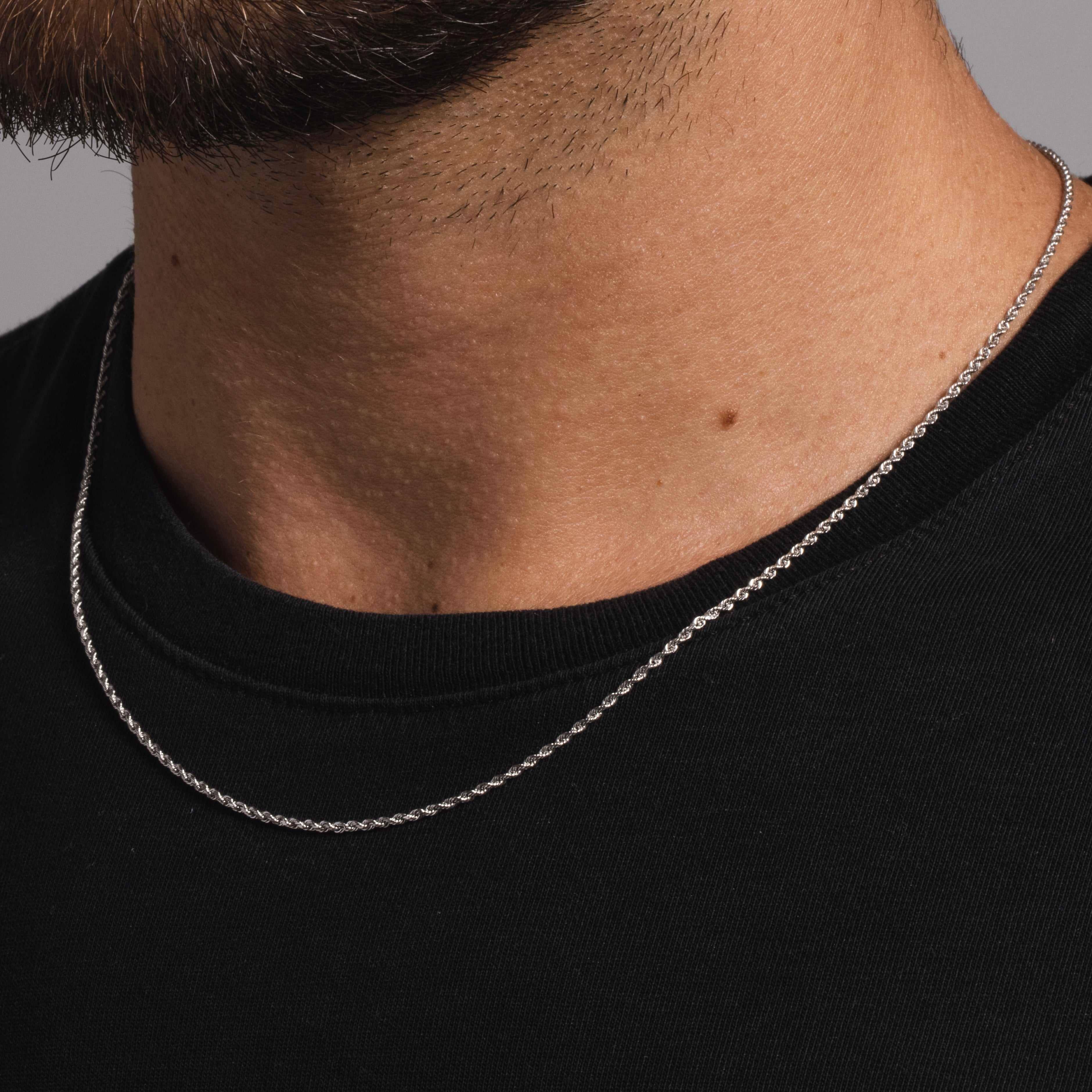 10K Solid White Gold Rope Chain (1.5mm), Size 18 - The GLD Shop