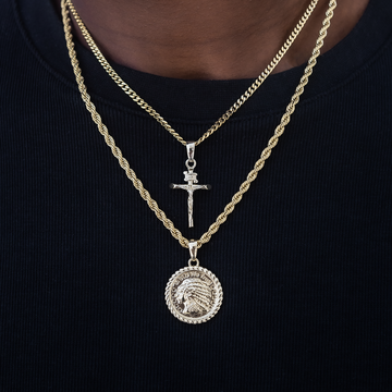 Cross and Coin Set in Yellow Gold