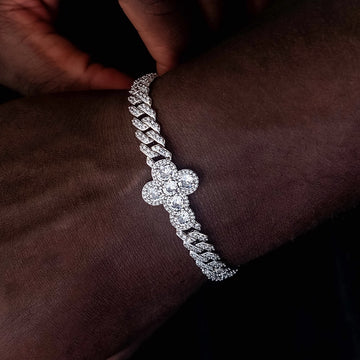 Diamond Prong Rounded Cross Bracelet