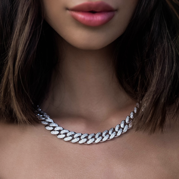 Diamond Cuban Link Necklace in White Gold- 12mm