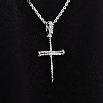 70% OFF White Gold Nail Cross