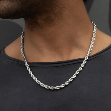Rope Chain in White Gold- 6mm