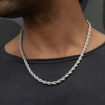 Rope Chain in White Gold- 6mm