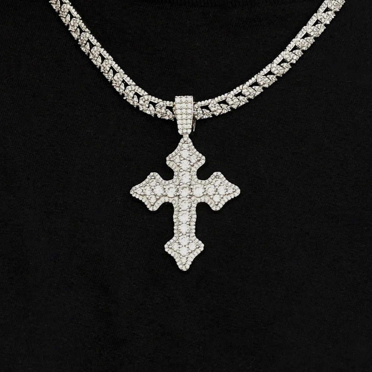 Iced Gothic Cross in White Gold – The GLD Shop