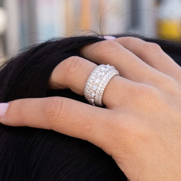 White Gold 5 Layer Diamond Band Ring