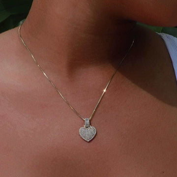 Solid Gold Iced Heart Pendant