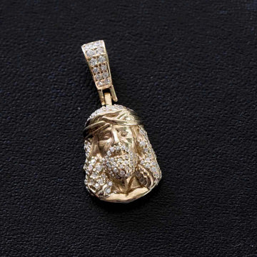 Solid Gold Iced Jesus Pendant
