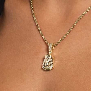 Solid Gold Micro Iced Jesus Pendant