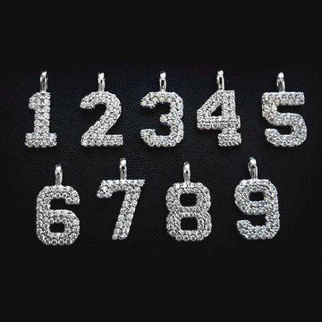Solid Gold Number Pendants in White Gold