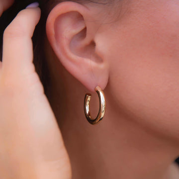 14k Solid Gold Small Tube Hoop Earrings