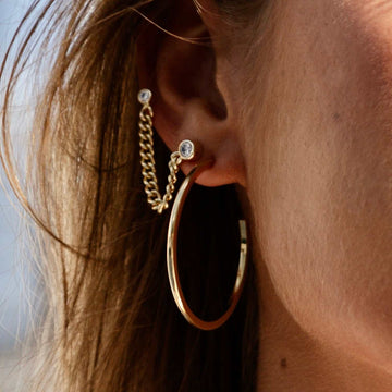 Connected Earring and Tube Hoops Set