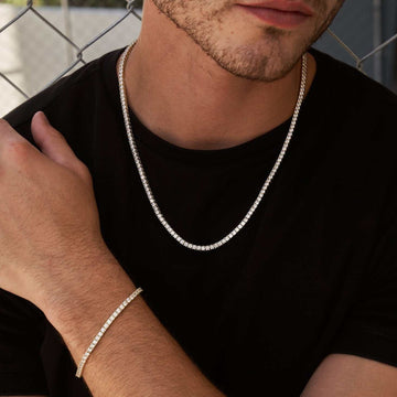 Diamond Tennis Chain + Bracelet Bundle Yellow Gold- 3mm