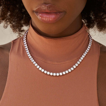 Diamond Tennis Necklace in Rose Gold- 5mm