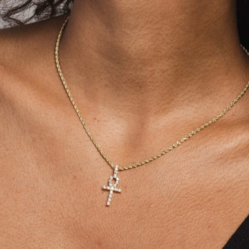 Solid Gold Micro Ankh Cross