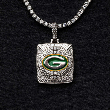 Green Bay Packers Championship Pendant - White Gold