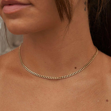 3MM Micro Cuban Necklace in Yellow Gold