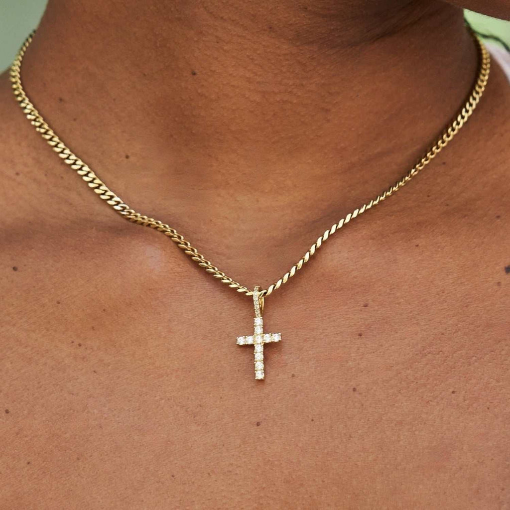 The GLD Shop Micro Diamond Cross Pendant