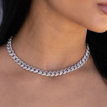 Iced Cuban Necklace in White Gold - 8.5mm