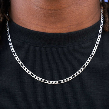 Figaro Link Chain in White Gold - 4mm