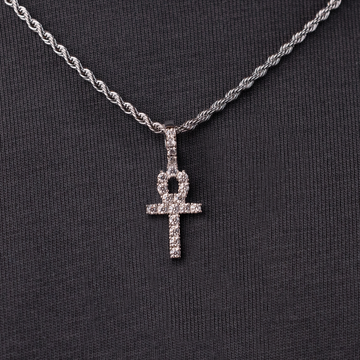 Micro Ankh Cross in White Gold