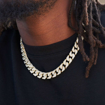 Pave Cuban Chain in Yellow Gold - 12mm