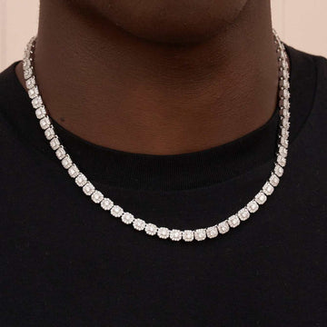 Micro Clustered Tennis Necklace in White Gold