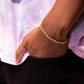 14k Solid Gold Rope Bracelet (4mm)
